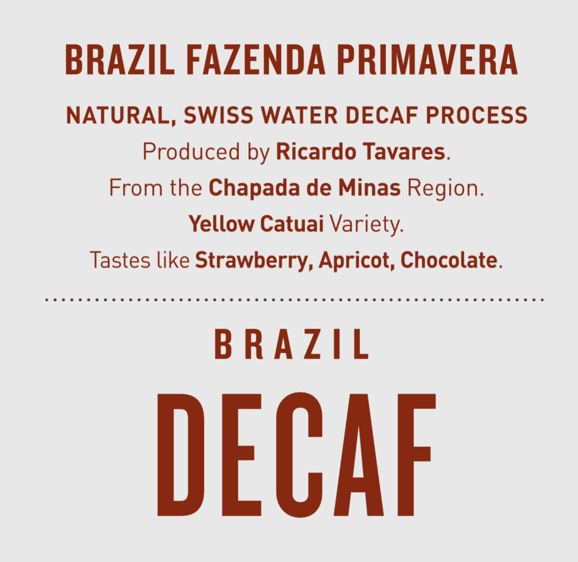 Brazil Fazenda Primavera Decaf